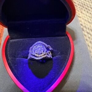 14k yellow Gold Diamond Ring 3 pieces wedding ring-engagement ring size 7